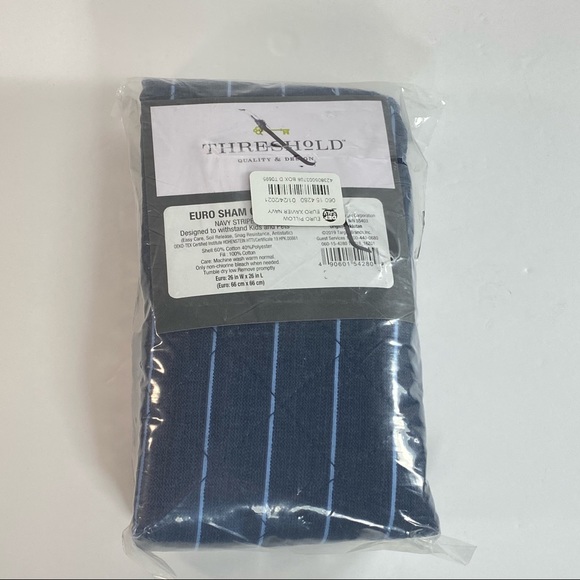 Threshold EURO Navy White Stripe Pillow Sham - Picture 3 of 5